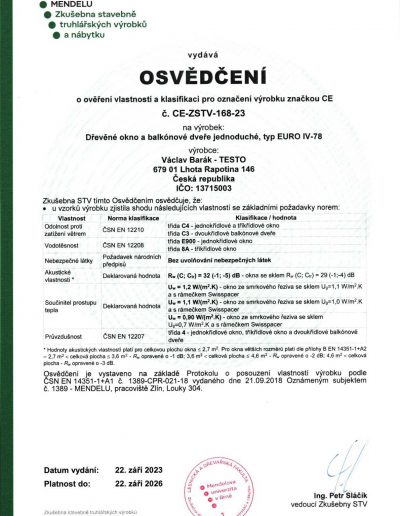 Certifikáty_ATEST EUROOKNA IV78