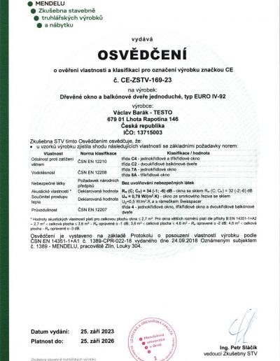 Certifikáty_ATEST EUROOKNA IV92